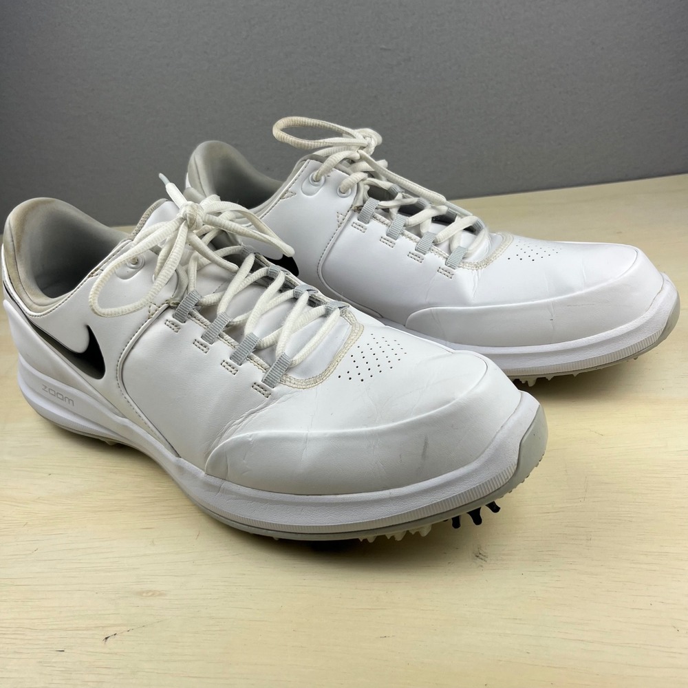 Nike Zoom Precision White Black Golf Shoes Spikes 909723-100 Mens 14